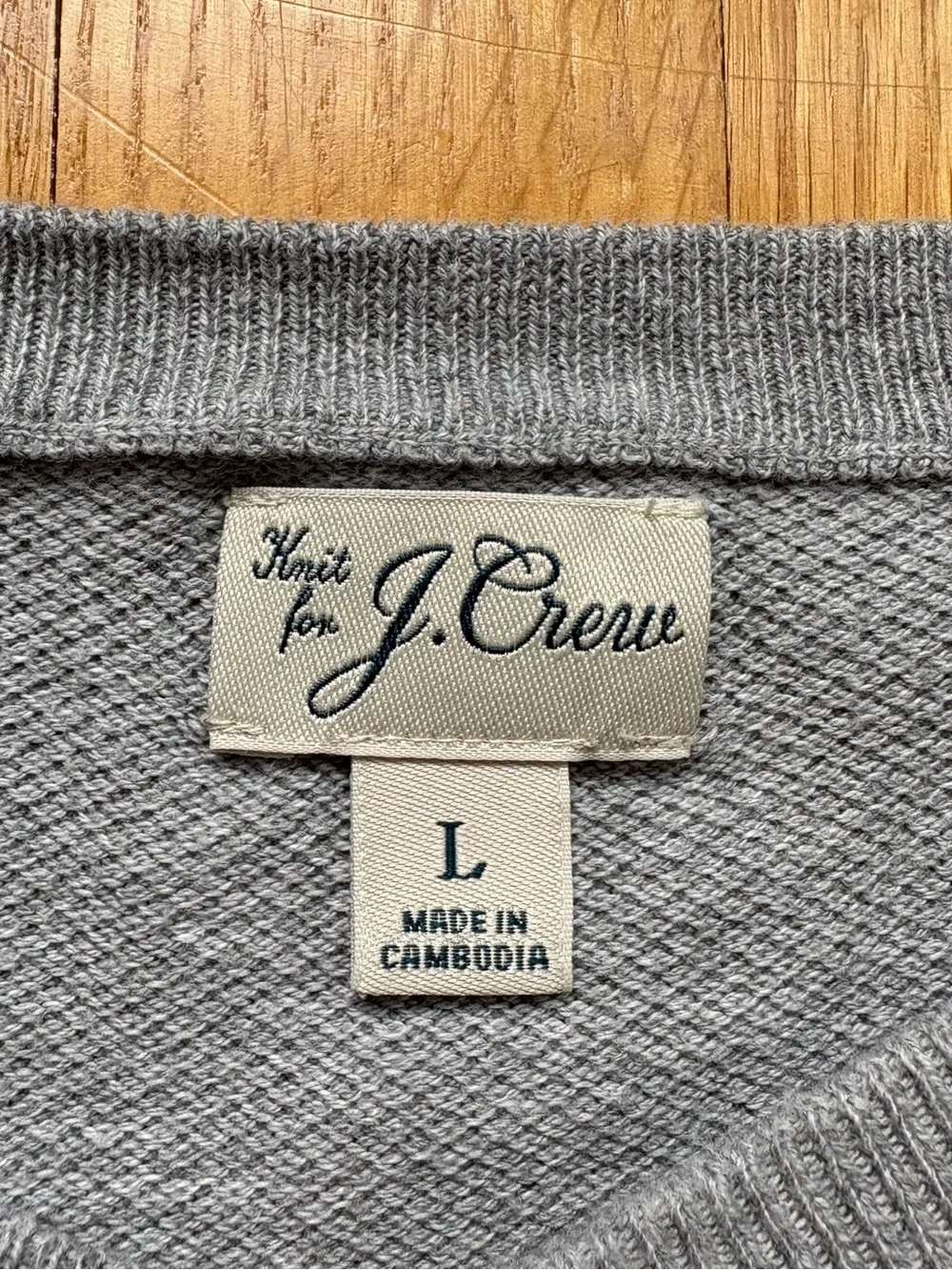 J. Crew Men’s Crewneck Waffle Knit Pullover Sweater Cotton Large Gray Solid